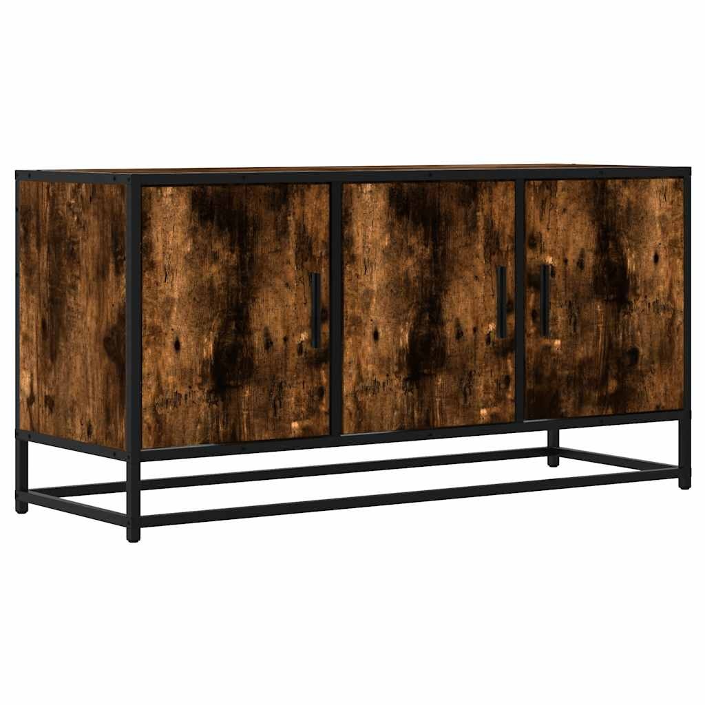 VidaXL Tv-meubel 100x35x50 cm bewerkt hout metaal gerookt eikenkleurig