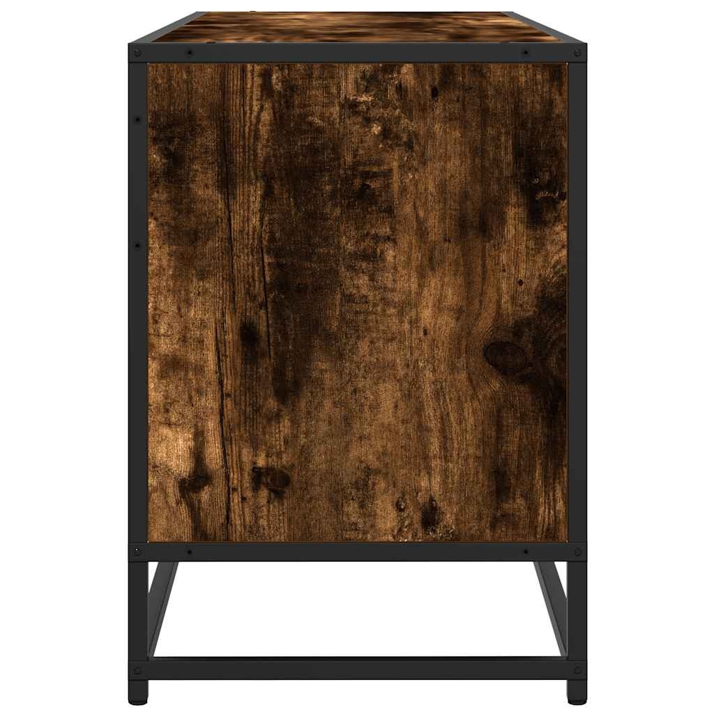 VidaXL Tv-meubel 100x35x50 cm bewerkt hout metaal gerookt eikenkleurig