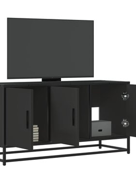 VidaXL Tv-meubel 100x35x50 cm bewerkt hout en metaal zwart