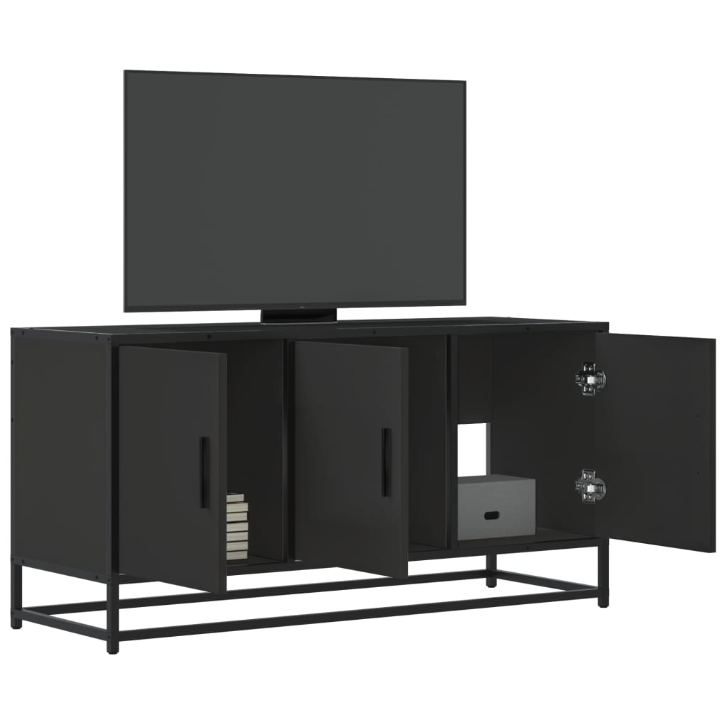 VidaXL Tv-meubel 100x35x50 cm bewerkt hout en metaal zwart