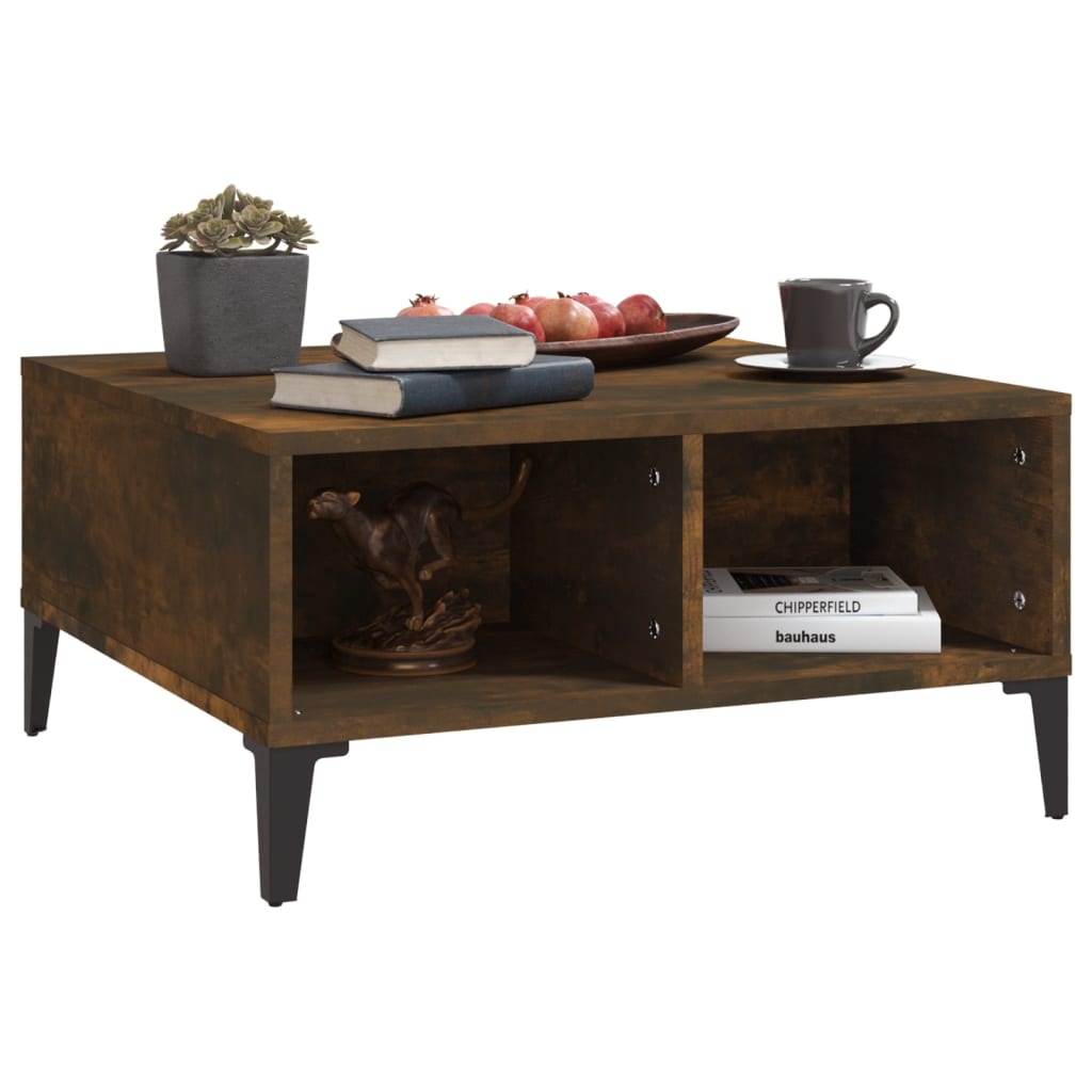 VidaXL Salontafel 60x60x30 cm bewerkt hout gerookt eikenkleurig