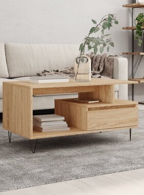 VidaXL Salontafel 90x49x45 cm bewerkt hout sonoma eikenkleurig