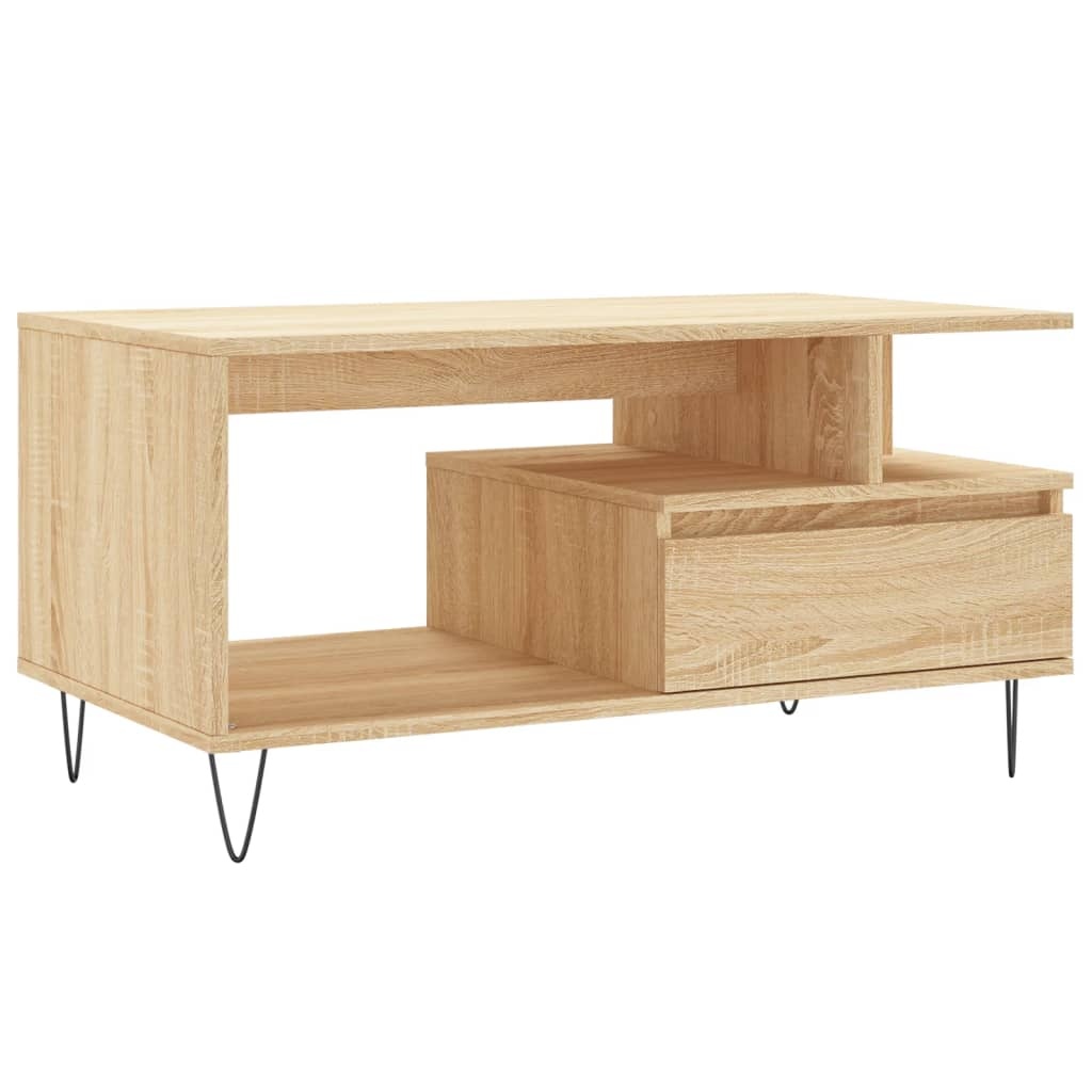 VidaXL Salontafel 90x49x45 cm bewerkt hout sonoma eikenkleurig