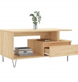 VidaXL Salontafel 90x49x45 cm bewerkt hout sonoma eikenkleurig