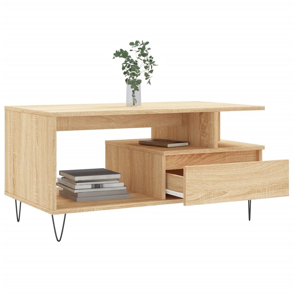VidaXL Salontafel 90x49x45 cm bewerkt hout sonoma eikenkleurig