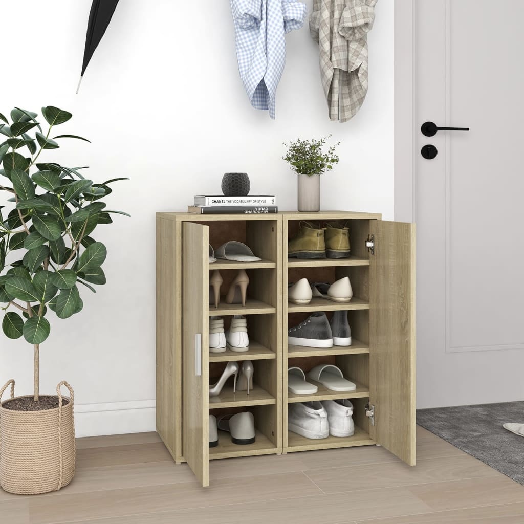 VidaXL Schoenenkasten 2 st 32x35x70 cm spaanplaat sonoma eikenkleurig