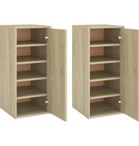VidaXL Schoenenkasten 2 st 32x35x70 cm spaanplaat sonoma eikenkleurig