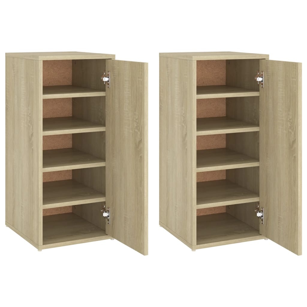VidaXL Schoenenkasten 2 st 32x35x70 cm spaanplaat sonoma eikenkleurig