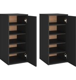 VidaXL Schoenenkasten 2 st 32x35x70 cm spaanplaat zwart