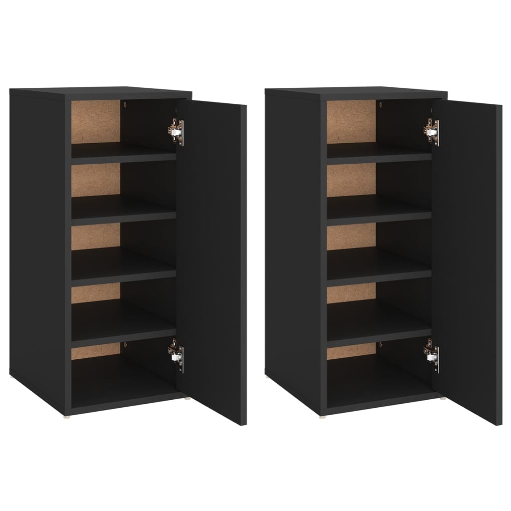 VidaXL Schoenenkasten 2 st 32x35x70 cm spaanplaat zwart