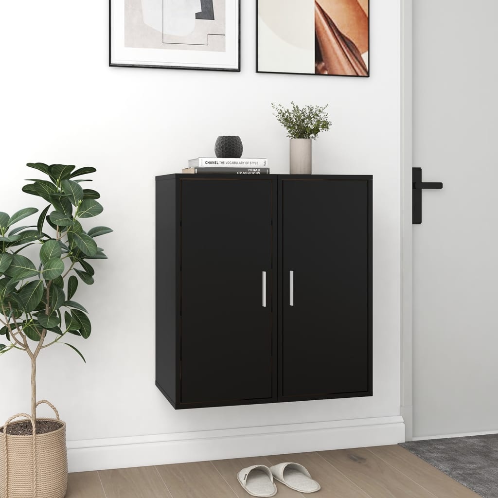 VidaXL Schoenenkasten 2 st 32x35x70 cm spaanplaat zwart