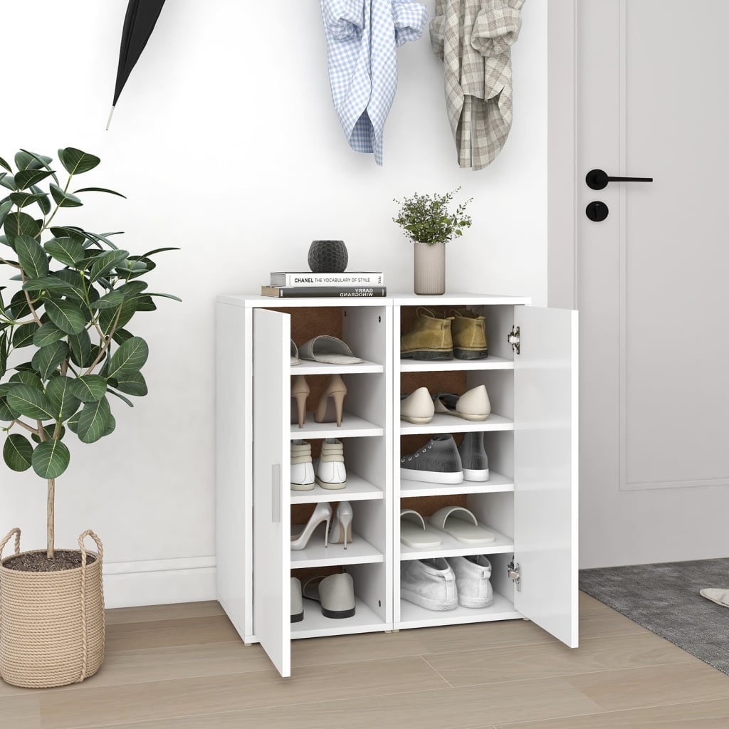VidaXL Schoenenkasten 2 st 32x35x70 cm bewerkt hout wit