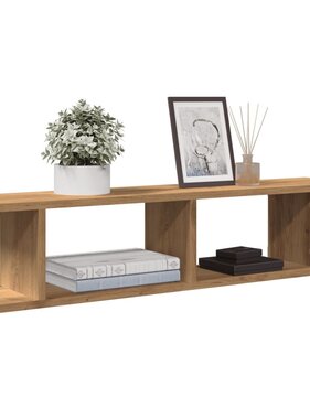 VidaXL Wandschappen 2 st 90x18x20cm bewerkt hout artisanaal eikenkleur