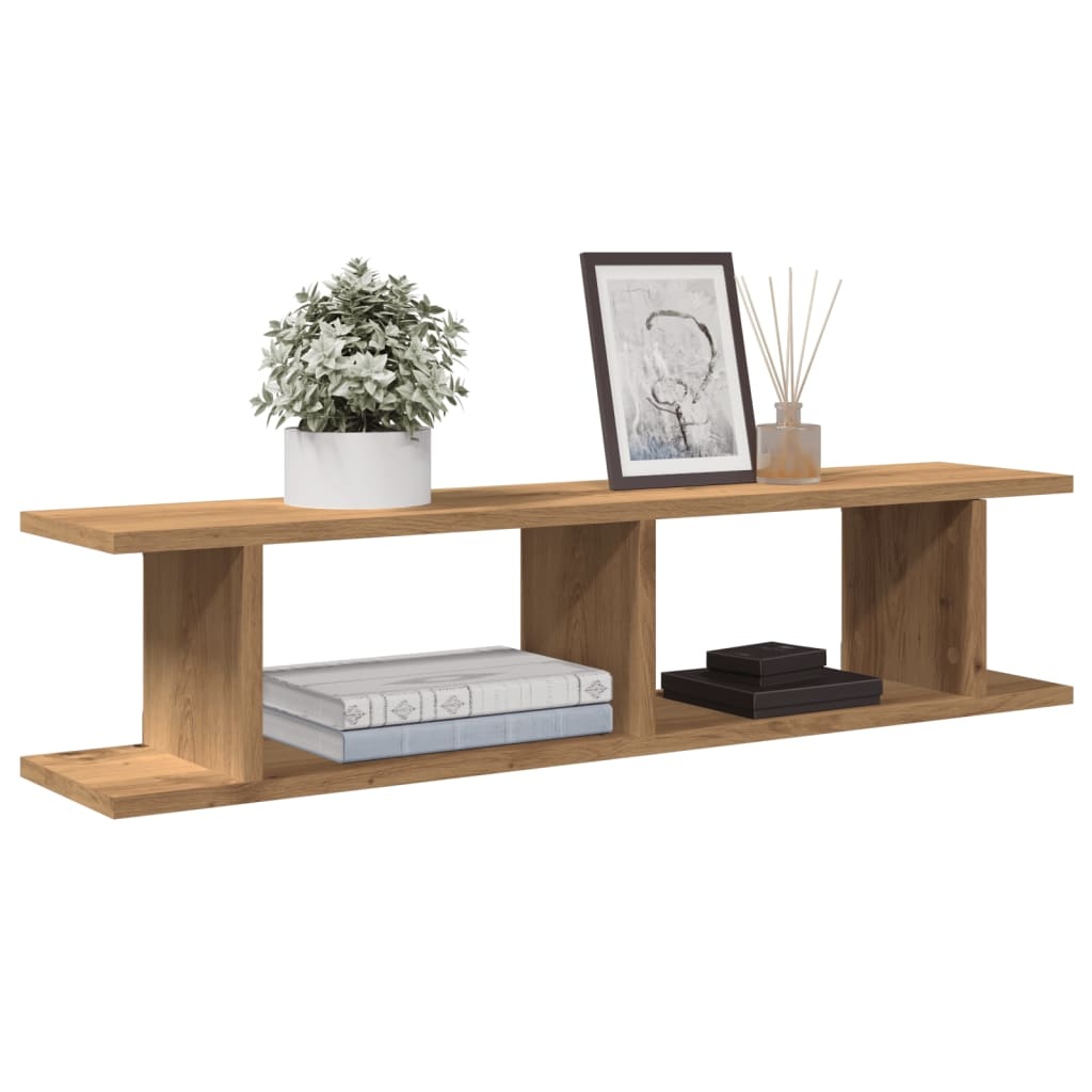VidaXL Wandschappen 2 st 90x18x20cm bewerkt hout artisanaal eikenkleur