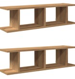 VidaXL Wandschappen 2 st 90x18x20cm bewerkt hout artisanaal eikenkleur