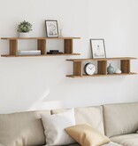 VidaXL Wandschappen 2 st 90x18x20cm bewerkt hout artisanaal eikenkleur
