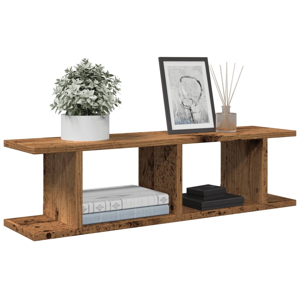 VidaXL Wandschappen 2 st 75x18x20 cm bewerkt hout oud houtkleurig