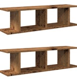 VidaXL Wandschappen 2 st 75x18x20 cm bewerkt hout oud houtkleurig