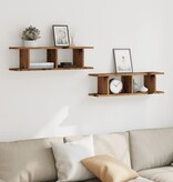 VidaXL Wandschappen 2 st 75x18x20 cm bewerkt hout oud houtkleurig