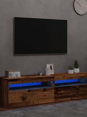 VidaXL Tv-meubels met LED-verlichting 2 st bewerkt hout oud hout
