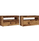 VidaXL Tv-meubels met LED-verlichting 2 st bewerkt hout oud hout