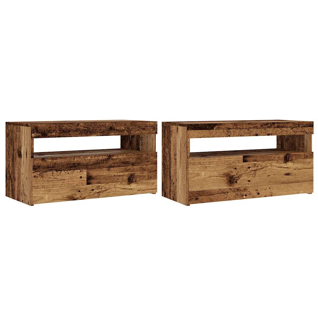 VidaXL Tv-meubels met LED-verlichting 2 st bewerkt hout oud hout