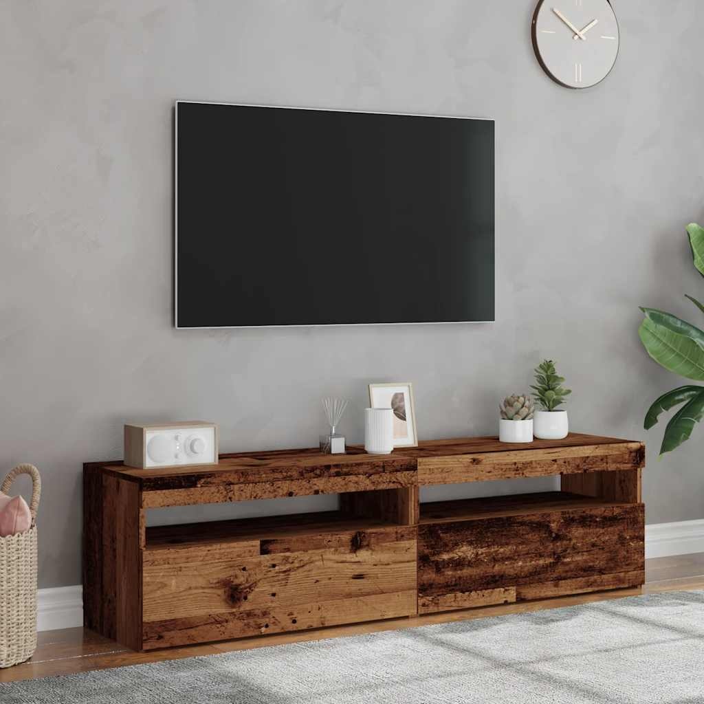 VidaXL Tv-meubels met LED-verlichting 2 st bewerkt hout oud hout