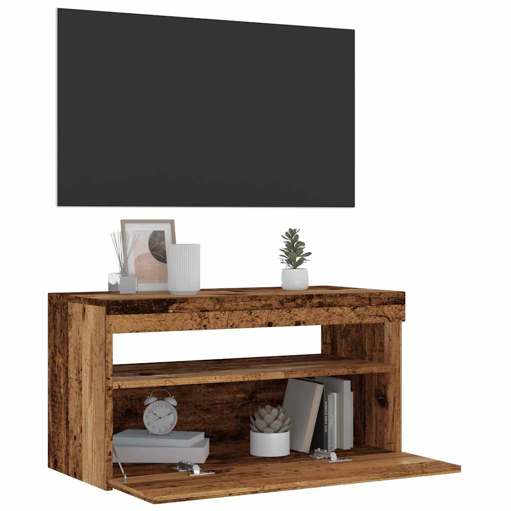 VidaXL Tv-meubels met LED-verlichting 2 st bewerkt hout oud hout
