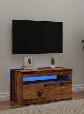VidaXL Tv-meubel met LED 75x35x40 cm bewerkt hout oud hout