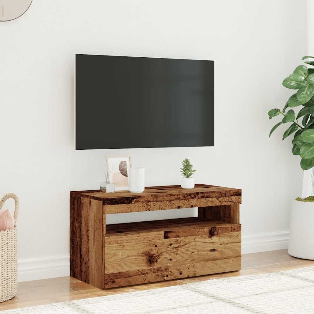 VidaXL Tv-meubel met LED 75x35x40 cm bewerkt hout oud hout