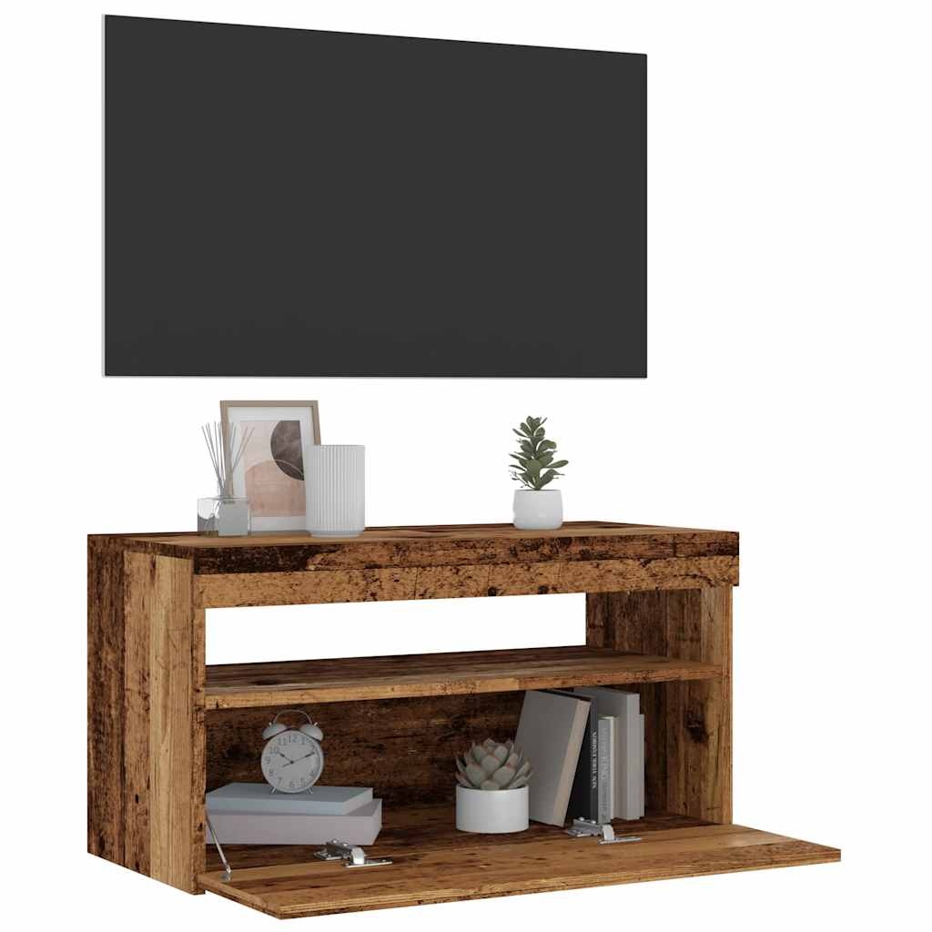 VidaXL Tv-meubel met LED 75x35x40 cm bewerkt hout oud hout