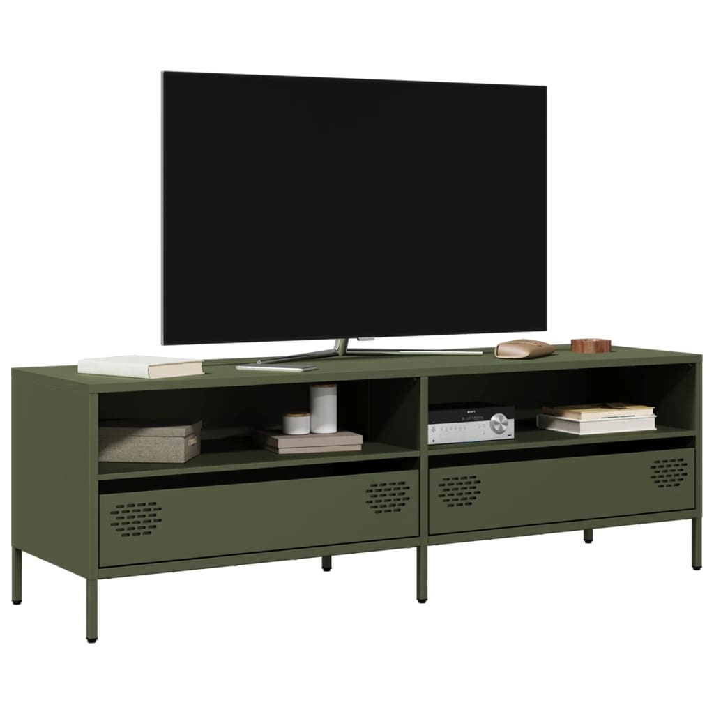 VidaXL Tv-meubel 135x39x43,5 cm koudgewalst staal olijfgroen