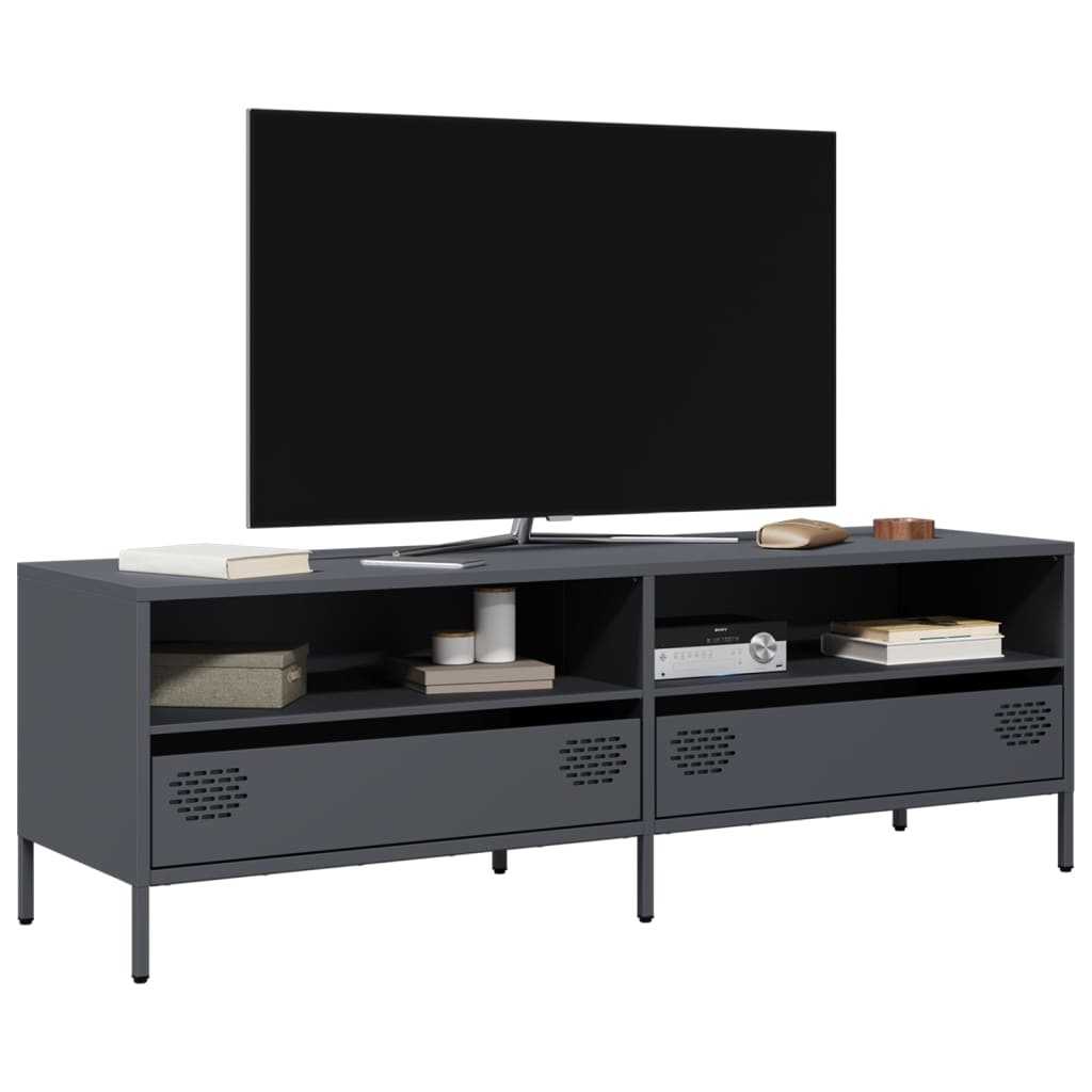 VidaXL Tv-meubel 135x39x43,5 cm koudgewalst staal antracietkleurig