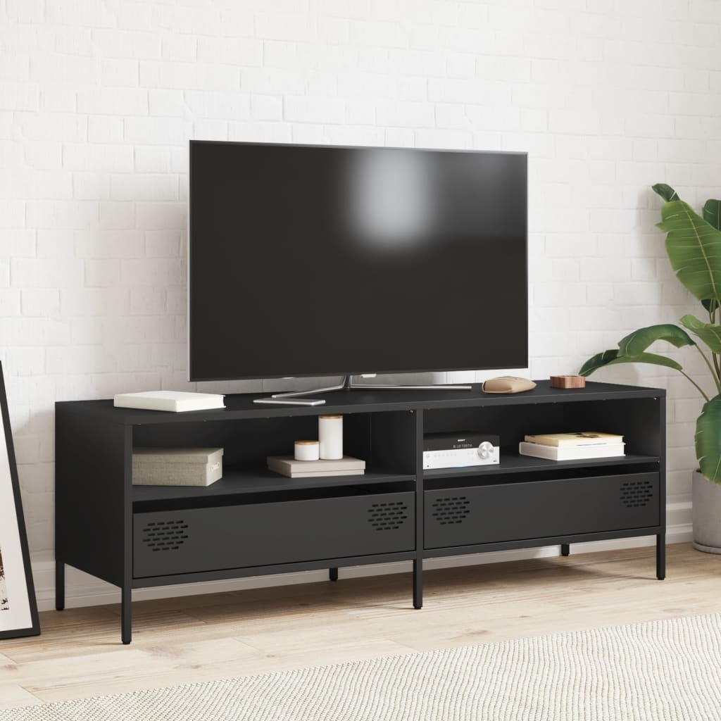 VidaXL Tv-meubel 135x39x43,5 cm koudgewalst staal zwart