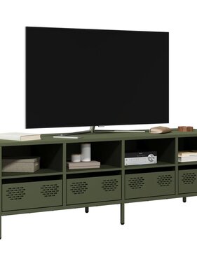 VidaXL Tv-meubel 135x39x43,5 cm koudgewalst staal olijfgroen