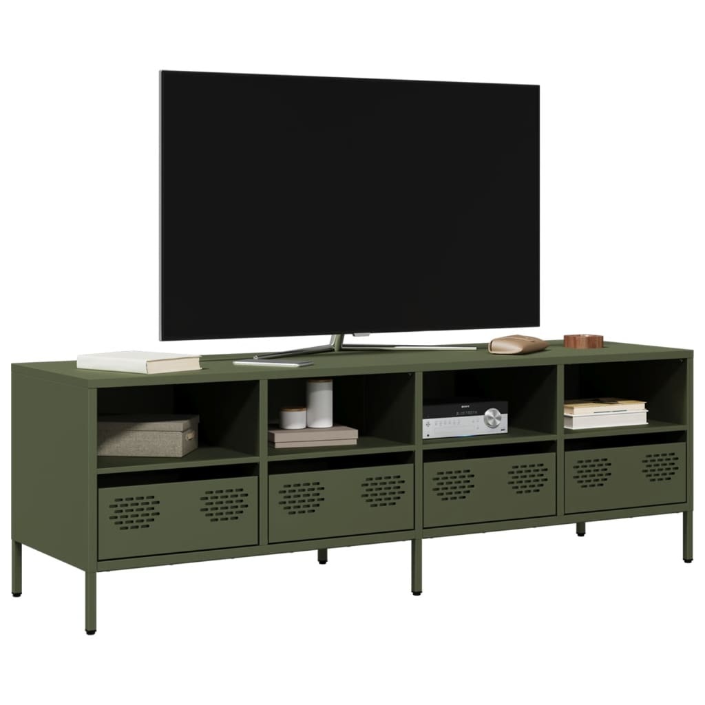 VidaXL Tv-meubel 135x39x43,5 cm koudgewalst staal olijfgroen