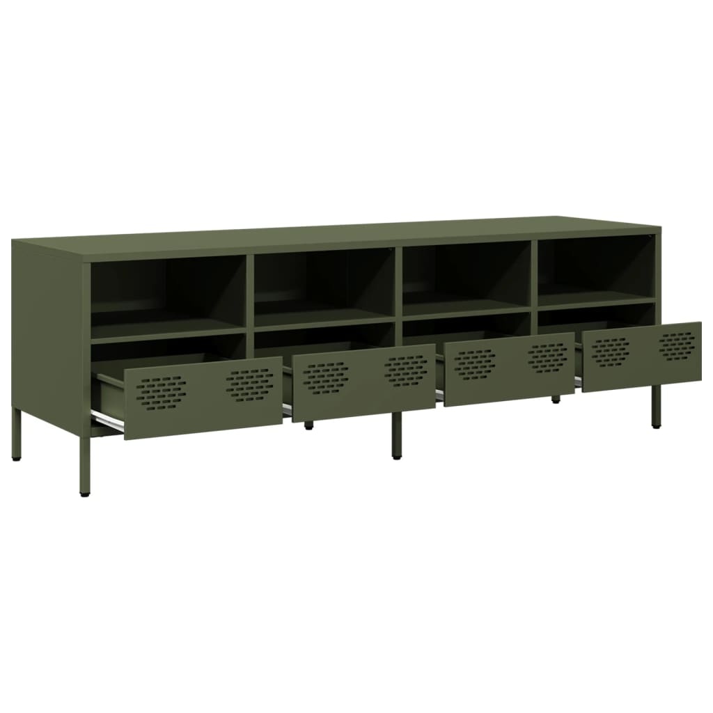 VidaXL Tv-meubel 135x39x43,5 cm koudgewalst staal olijfgroen
