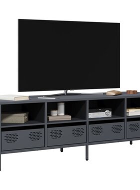 VidaXL Tv-meubel 135x39x43,5 cm koudgewalst staal antracietkleurig
