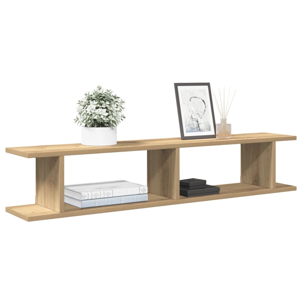 VidaXL Wandschappen 2 st 105x18x20 cm bewerkt hout artisanaal eiken