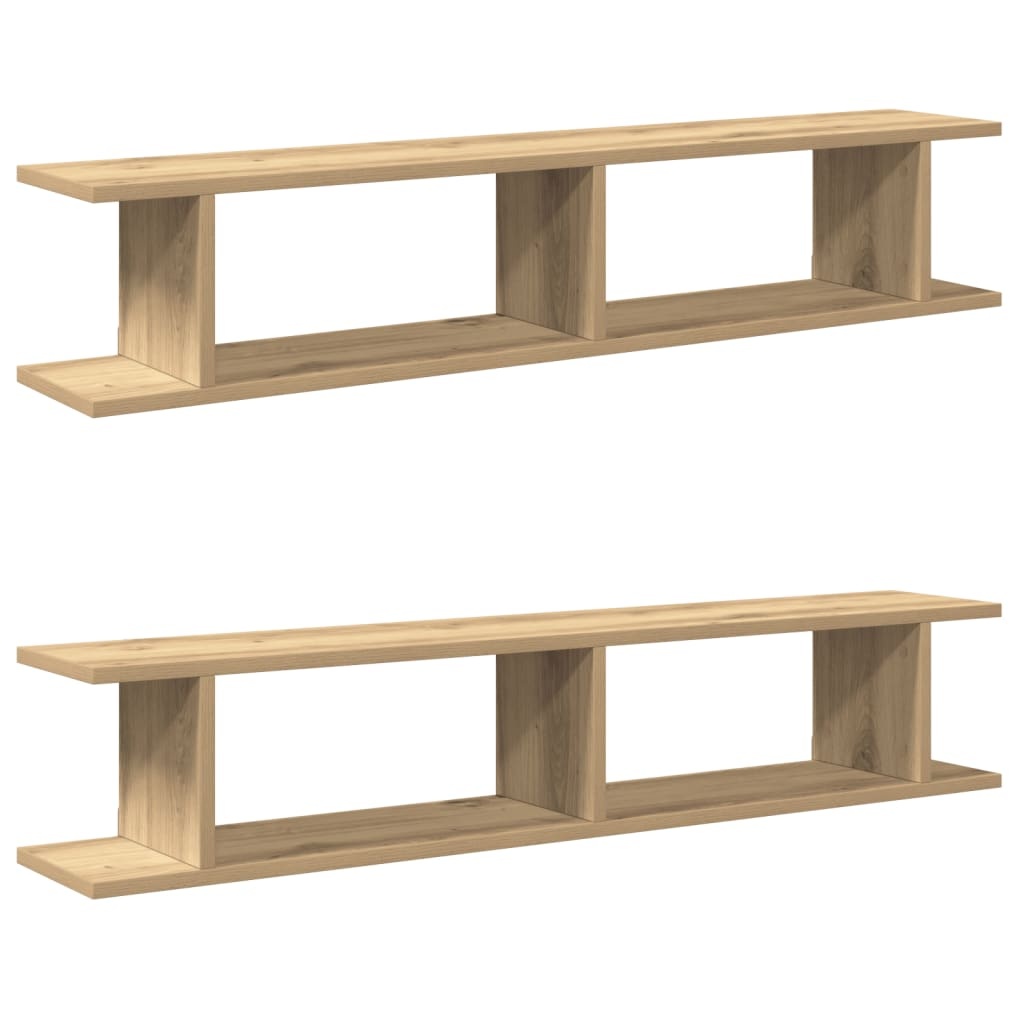 VidaXL Wandschappen 2 st 105x18x20 cm bewerkt hout artisanaal eiken