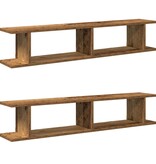 VidaXL Wandschappen 2 st 105x18x20 cm bewerkt hout oud houtkleurig