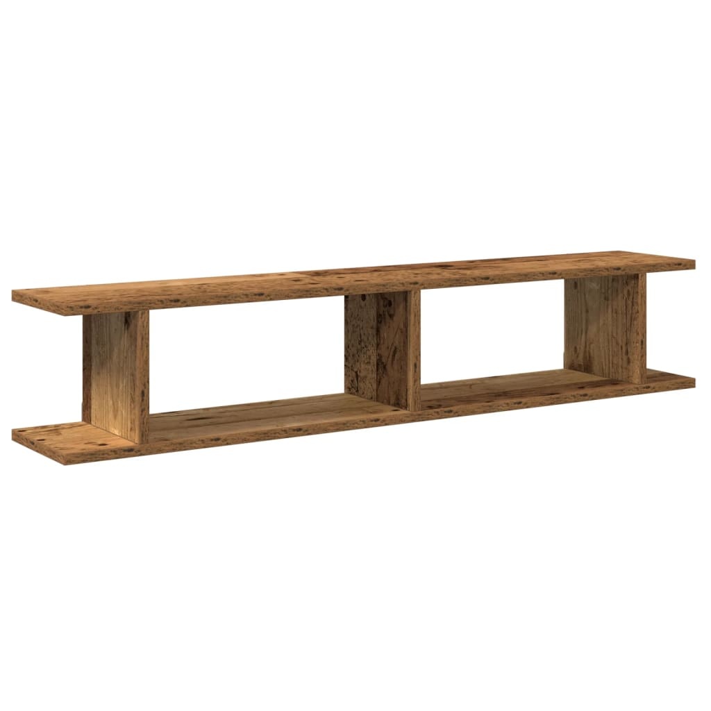 VidaXL Wandschappen 2 st 105x18x20 cm bewerkt hout oud houtkleurig
