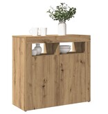 VidaXL Dressoir met LED 80x35x75 cm bewerkt hout artisanaal eiken