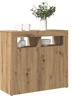 VidaXL Dressoir met LED 80x35x75 cm bewerkt hout artisanaal eiken