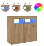VidaXL Dressoir met LED 80x35x75 cm bewerkt hout artisanaal eiken