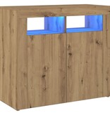 VidaXL Dressoir met LED 80x35x75 cm bewerkt hout artisanaal eiken