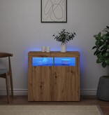 VidaXL Dressoir met LED 80x35x75 cm bewerkt hout artisanaal eiken