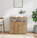 VidaXL Dressoir met LED 80x35x75 cm bewerkt hout artisanaal eiken