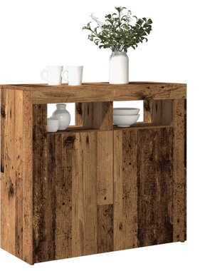 VidaXL Dressoir met LED-verlichting 80x35x75 cm bewerkt hout oud hout
