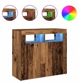 VidaXL Dressoir met LED-verlichting 80x35x75 cm bewerkt hout oud hout